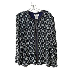 Vintage Nipon night‎ jacket beaded XL blue